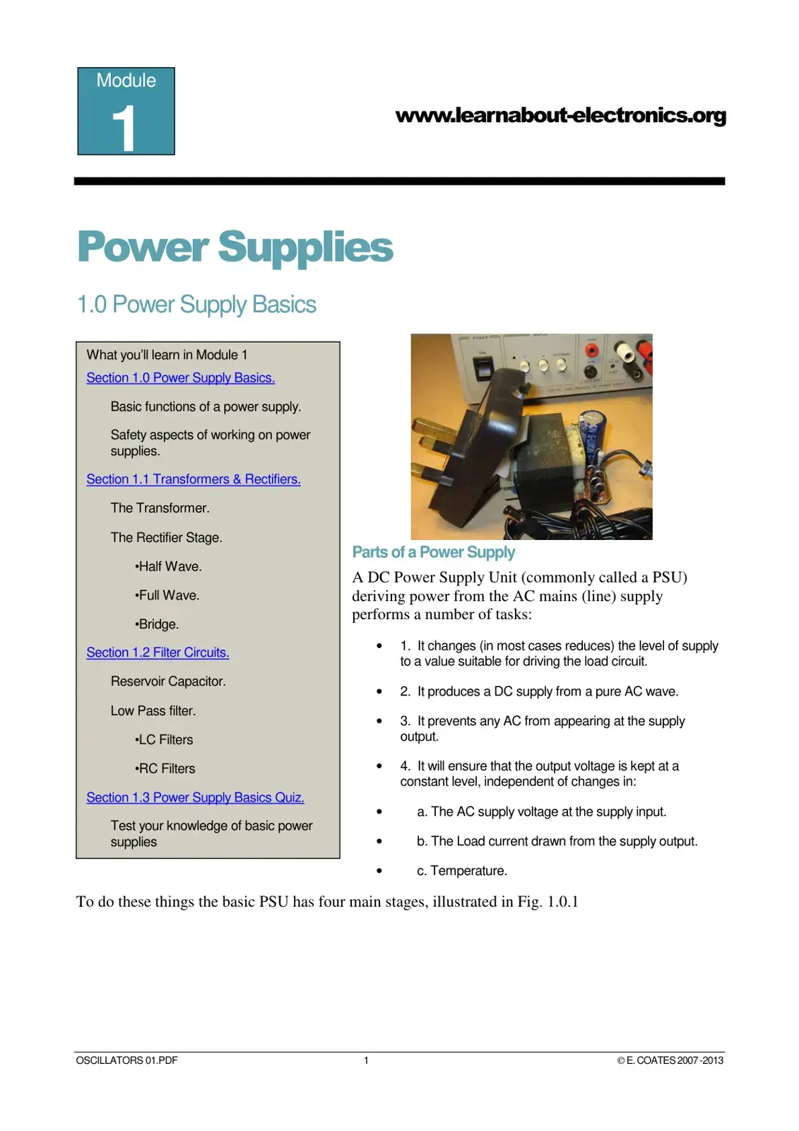 غلاف كتاب Module 1: Power Supplies