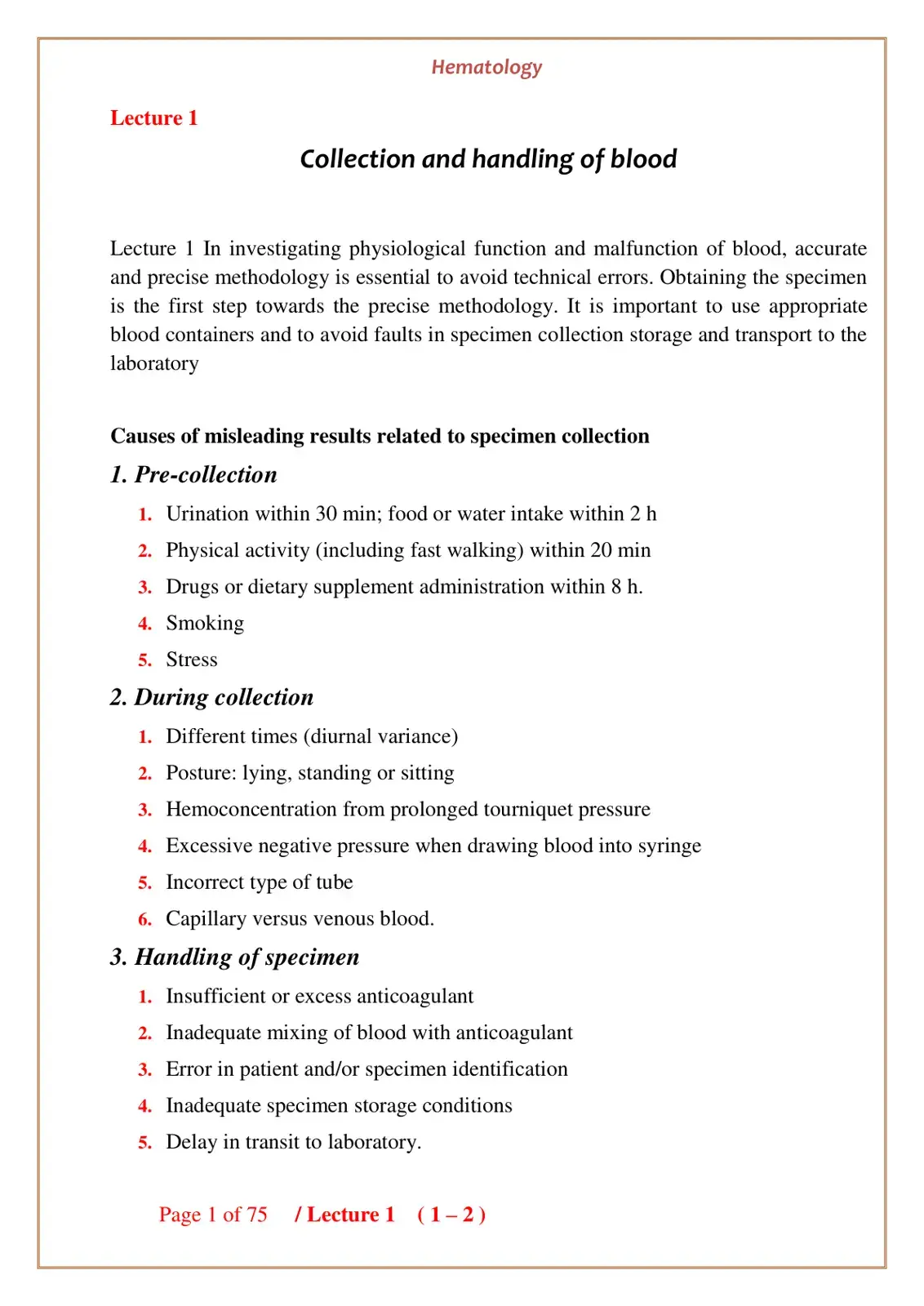 غلاف كتاب Hematology Collection and handling of blood