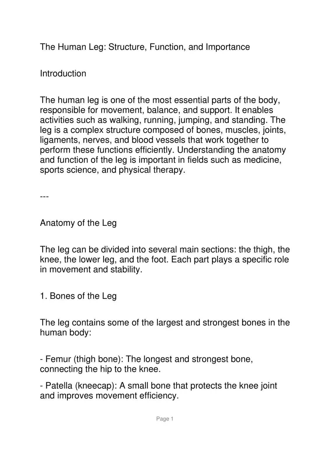 غلاف كتاب The Human Leg: Structure, Function, and Importance