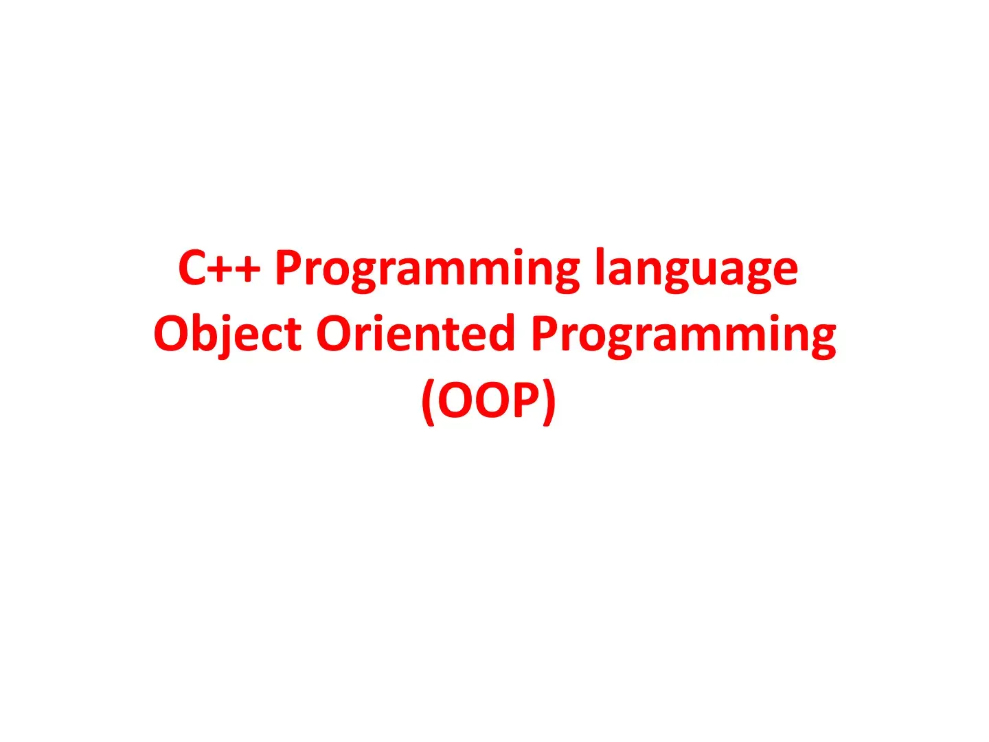 غلاف كتاب C++ Programming Language - Object Oriented Programming (OOP)
