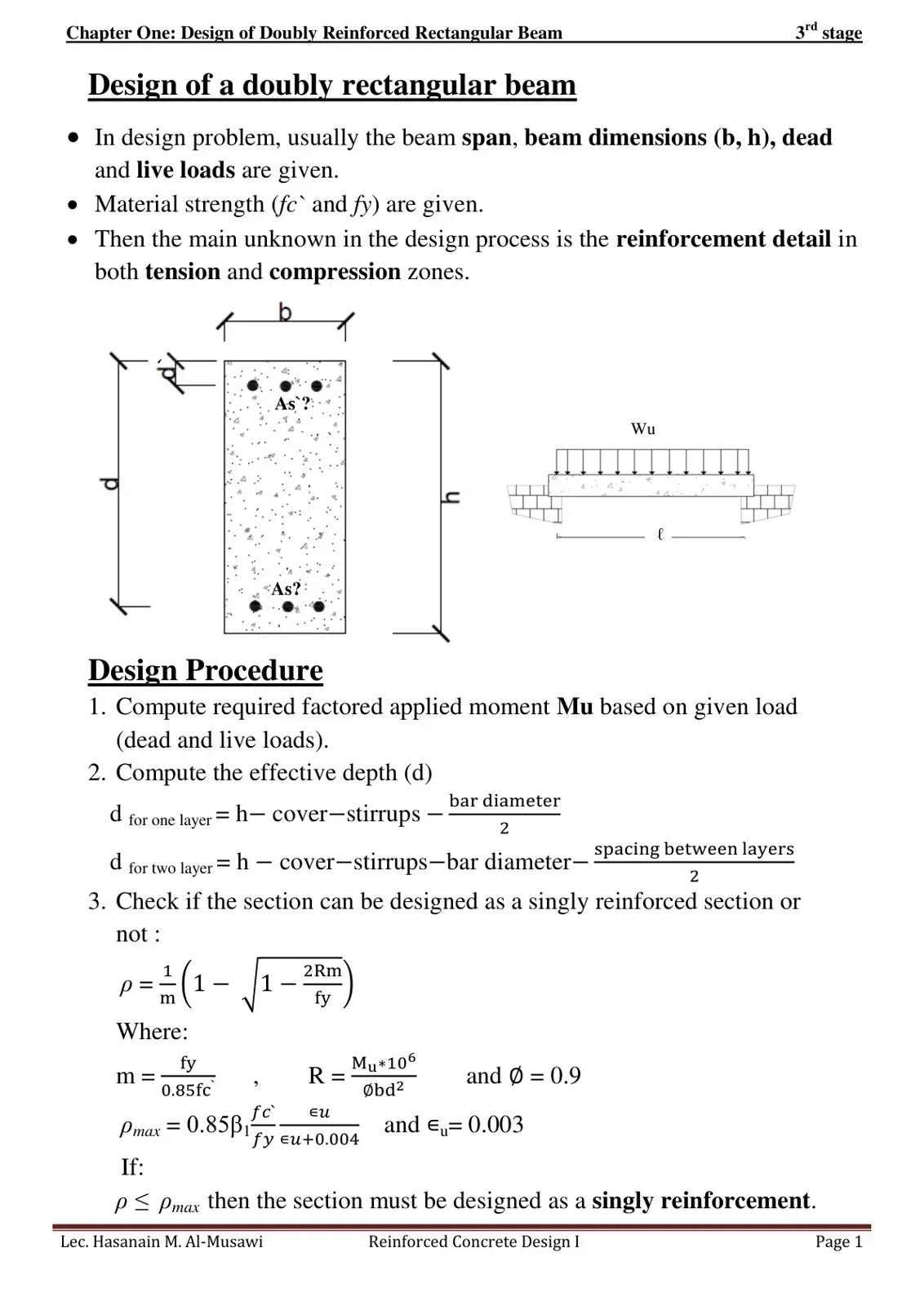غلاف كتاب Design of Doubly Reinforced Rectangular Beam