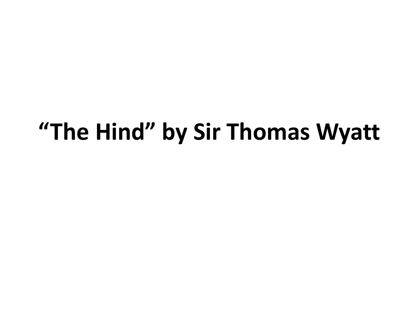 غلاف كتاب "The Hind" by Sir Thomas Wyatt