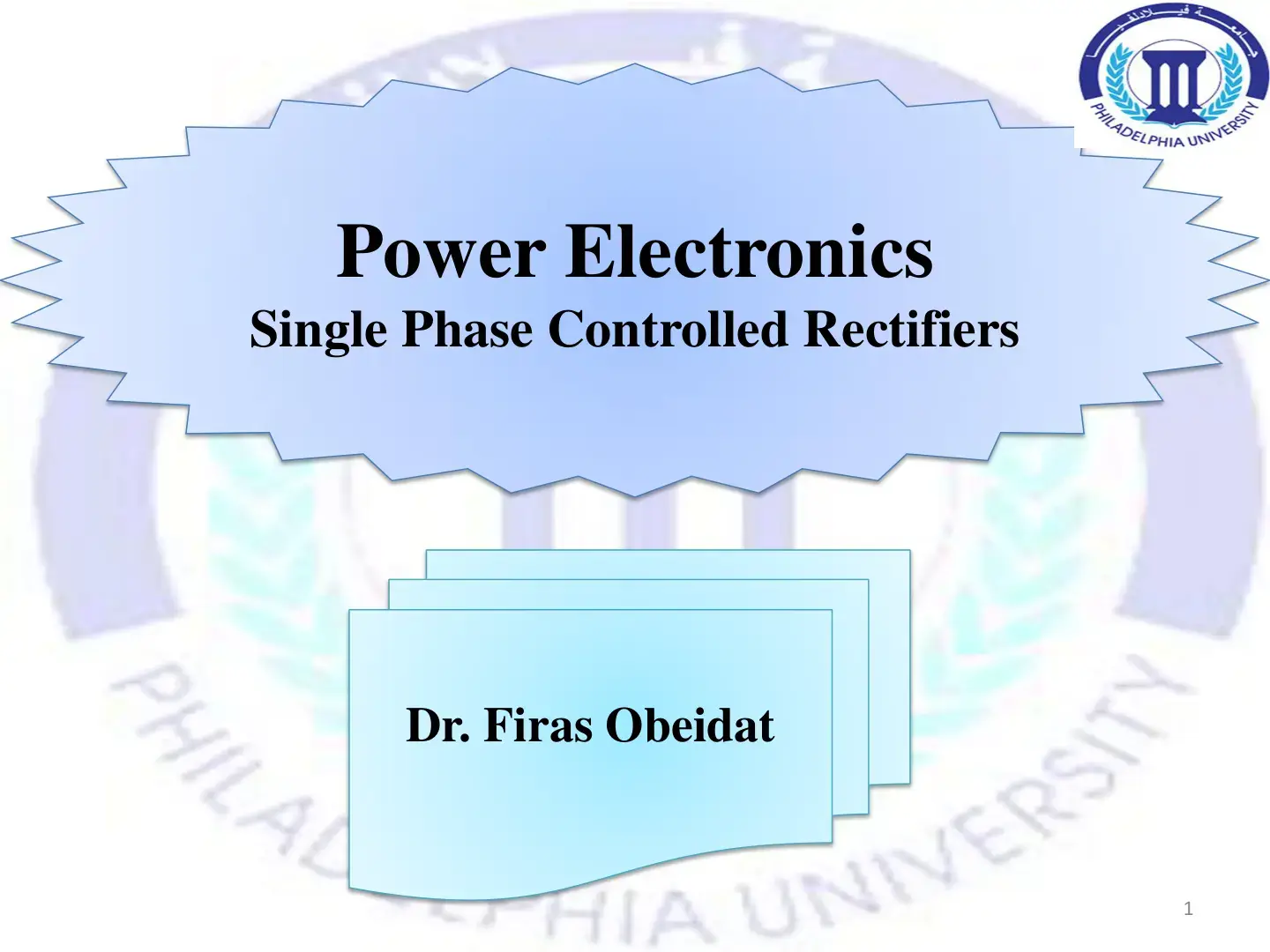 غلاف كتاب Power Electronics: Single Phase Controlled Rectifiers