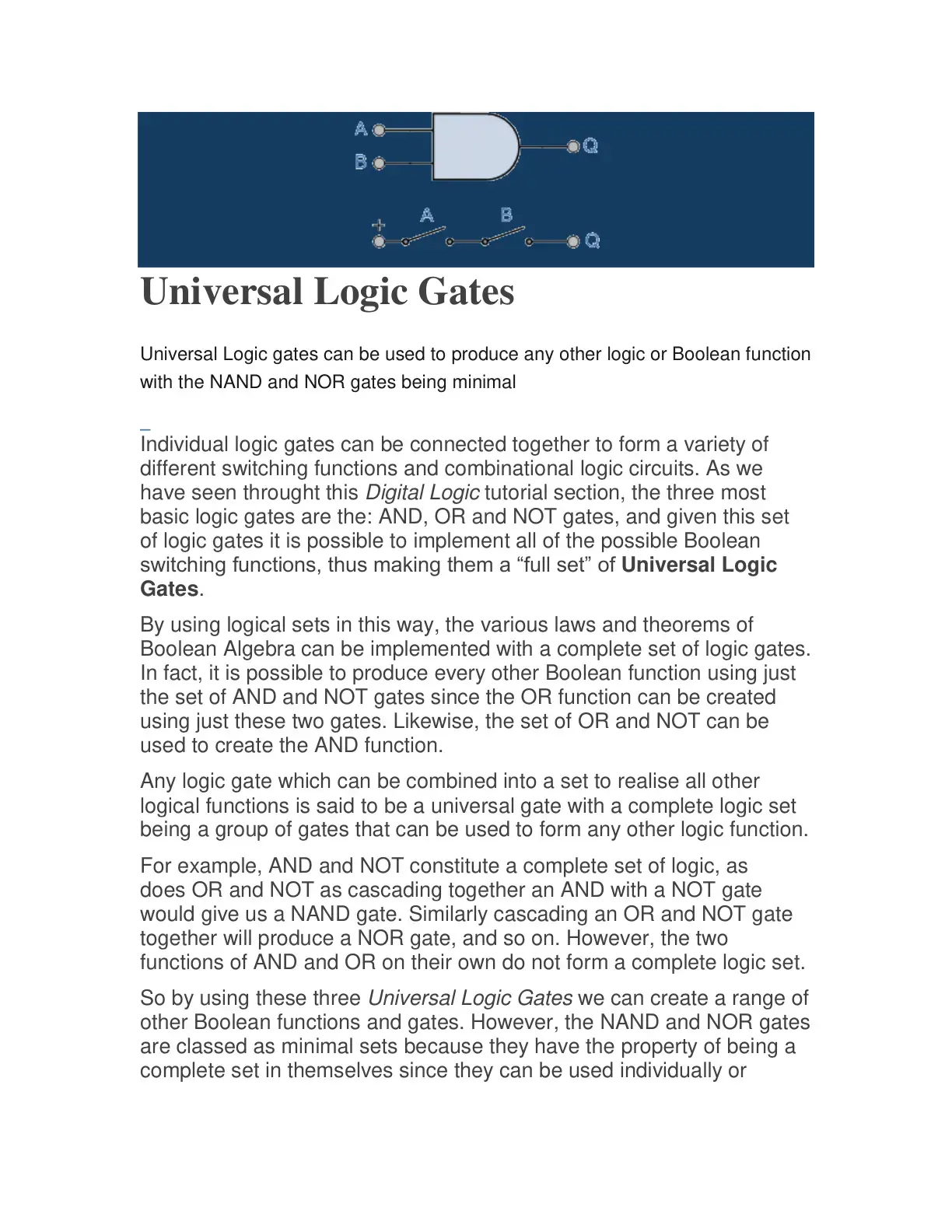 غلاف كتاب Universal Logic Gates