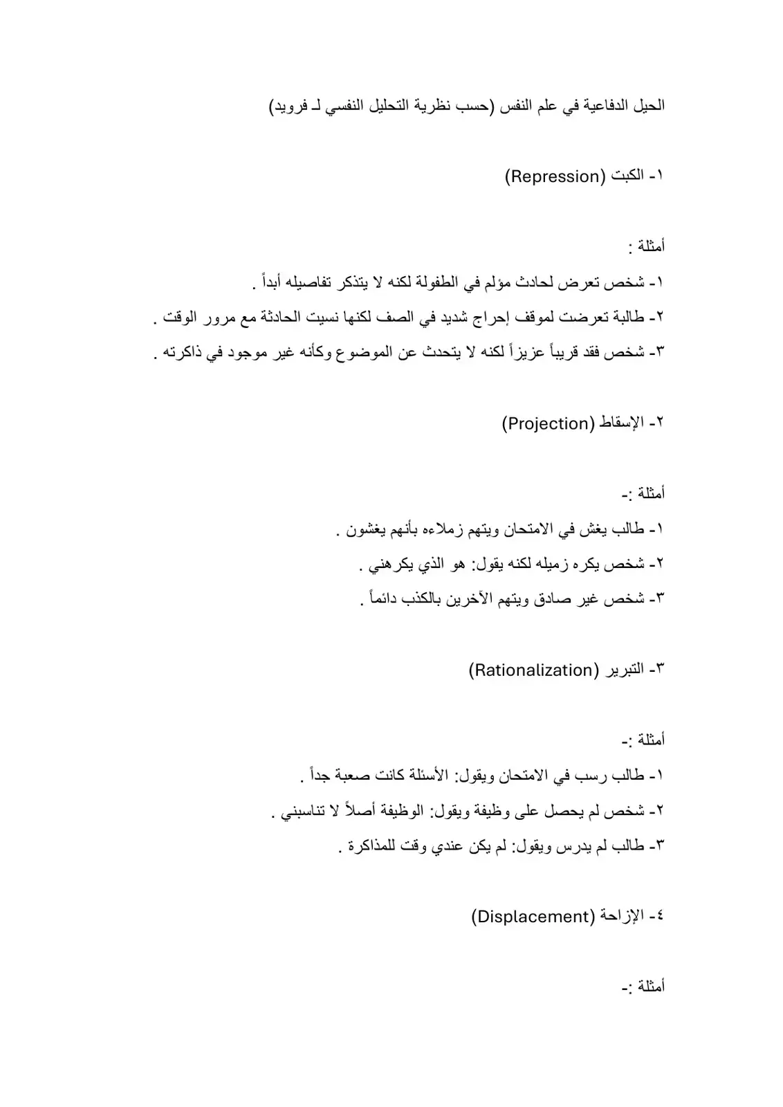 غلاف كتاب الحيل الدفاعية في علم النفس حسب نظرية التحليل النفسي لفرويد