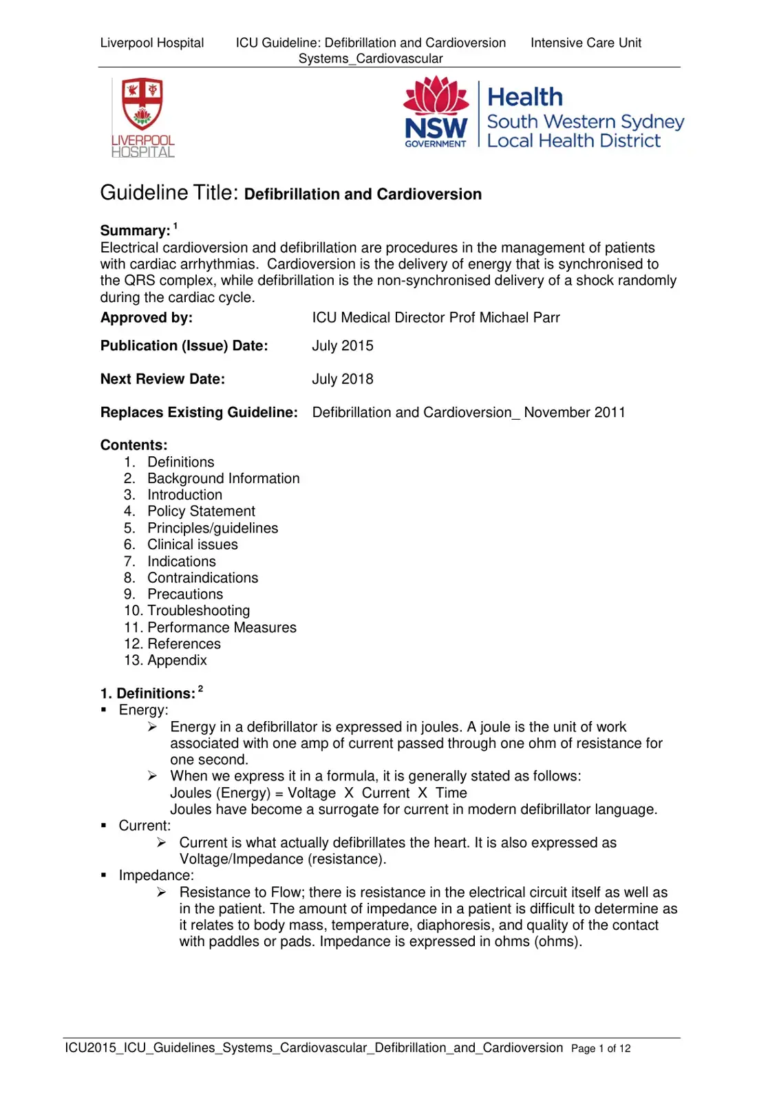 غلاف كتاب Liverpool Hospital ICU Guideline: Defibrillation and Cardioversion