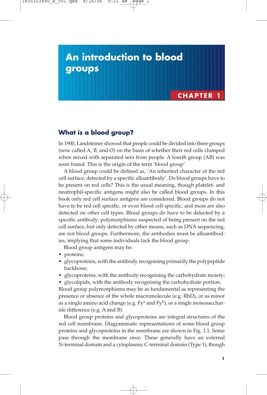 غلاف كتاب An Introduction to Blood Groups