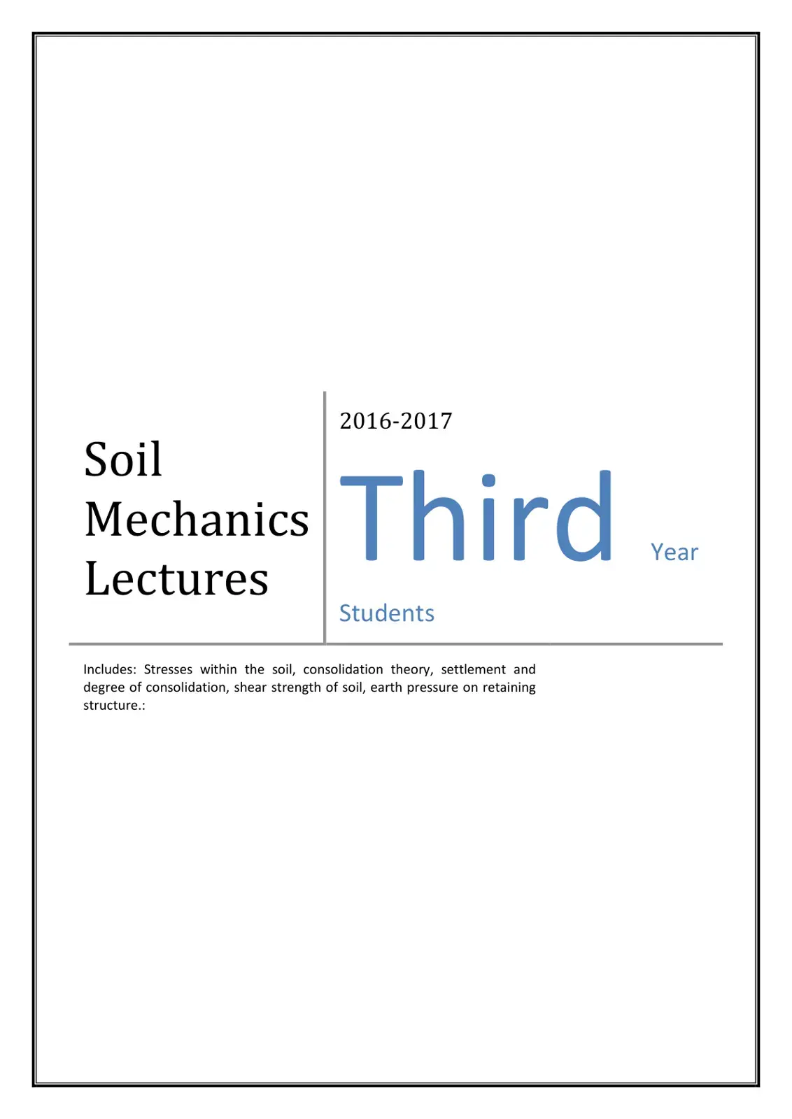 غلاف كتاب Soil Mechanics Lectures
