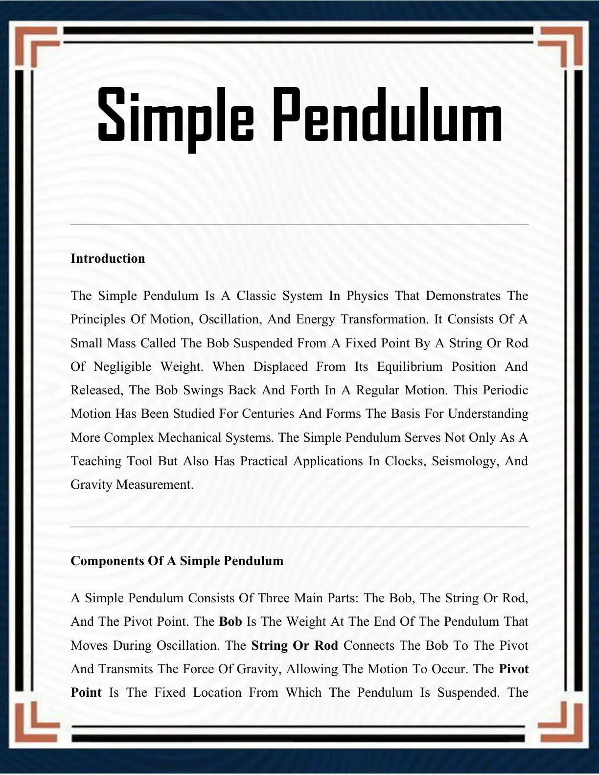 غلاف كتاب Simple Pendulum
