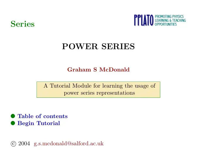 غلاف كتاب Power Series