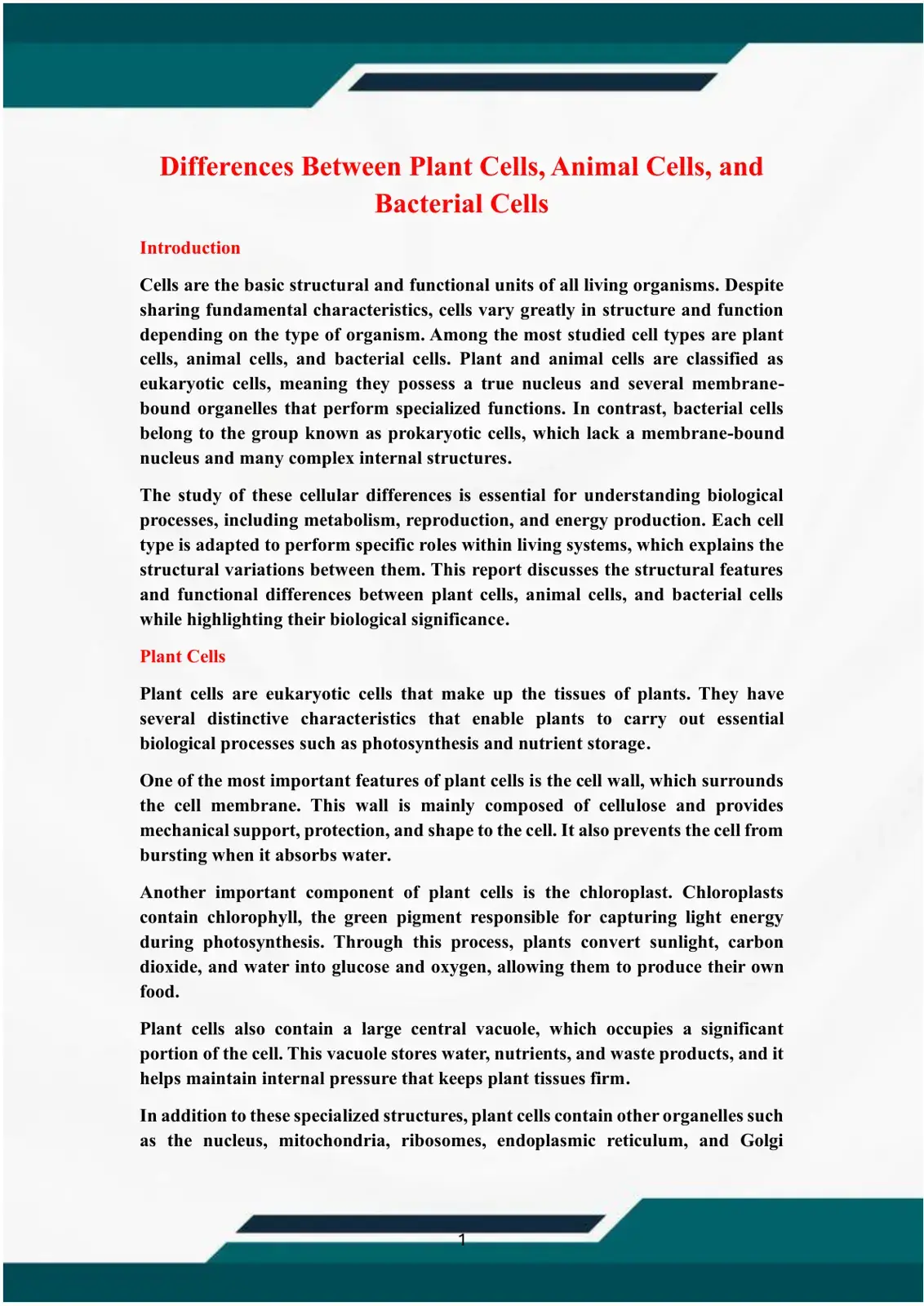 غلاف كتاب Differences Between Plant Cells, Animal Cells, and Bacterial Cells