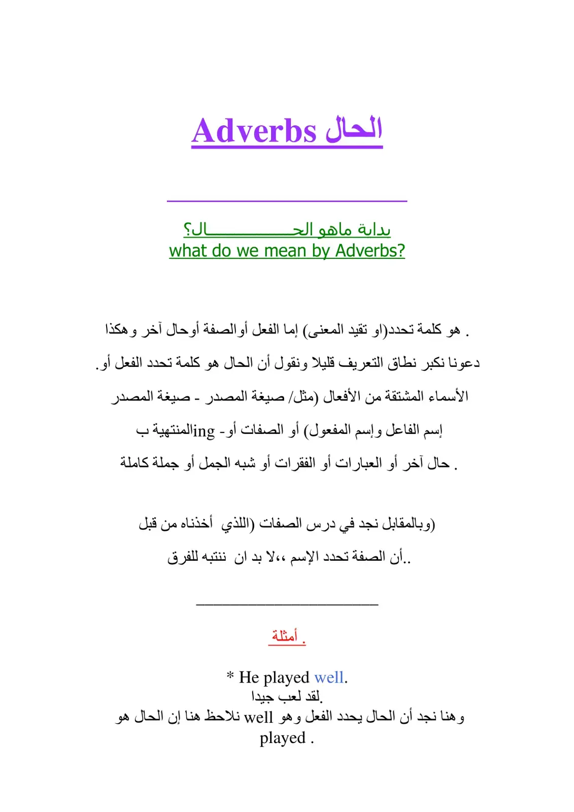 غلاف كتاب الحال Adverbs