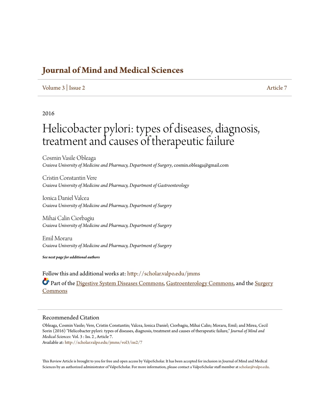 غلاف كتاب Helicobacter pylori: types of diseases, diagnosis, treatment and causes of therapeutic failure