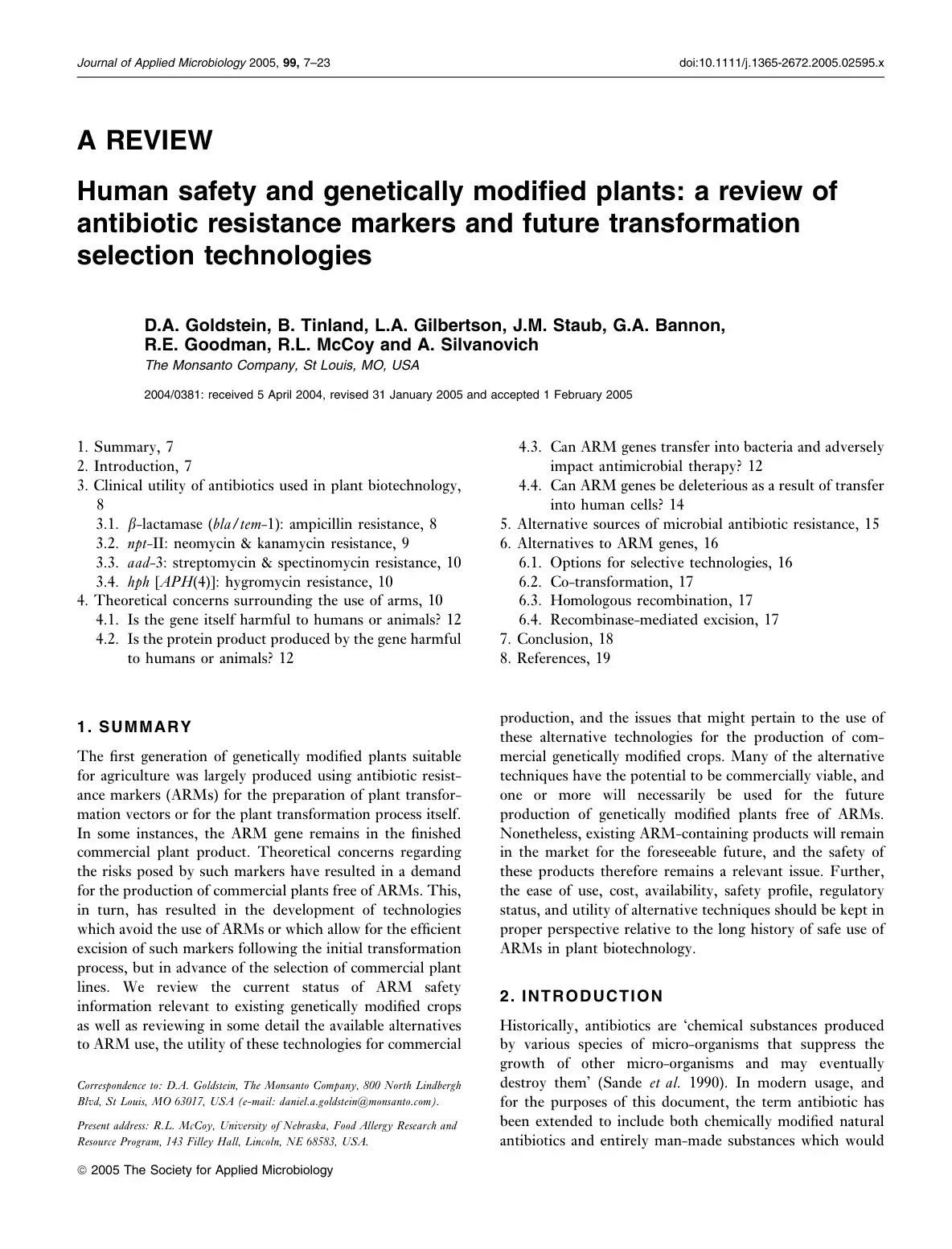 غلاف كتاب Human safety and genetically modified plants: a review of antibiotic resistance markers and future transformation selection technologies