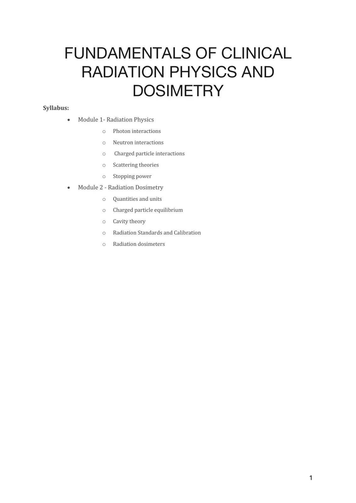 غلاف كتاب Fundamentals of Clinical Radiation Physics and Dosimetry