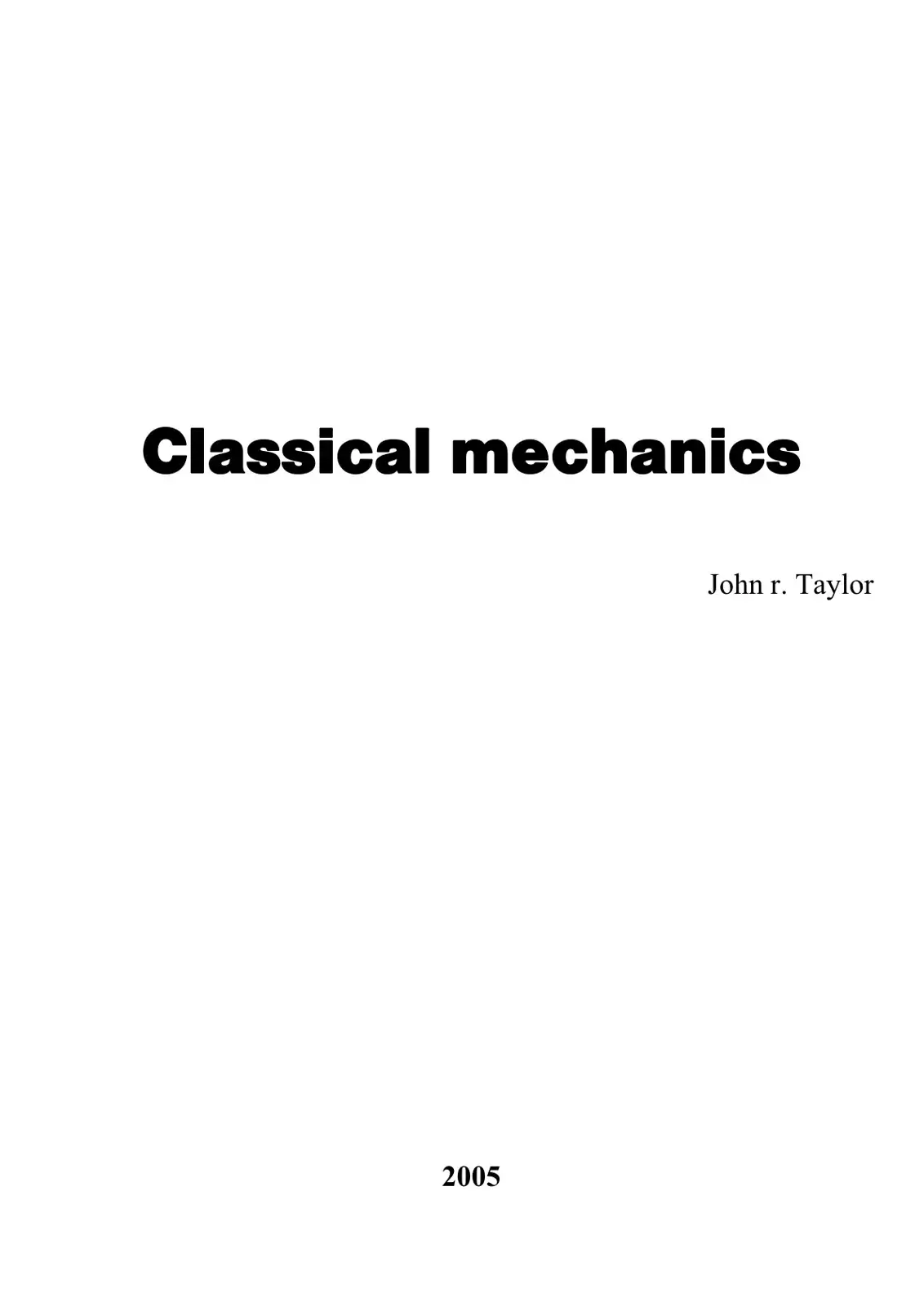 غلاف كتاب Classical Mechanics