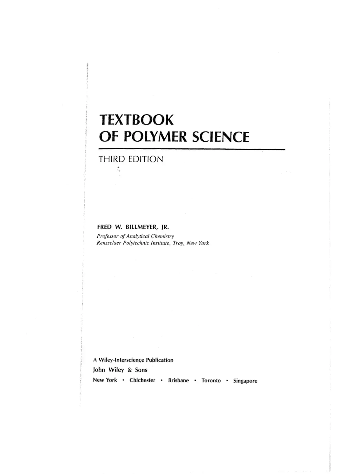 غلاف كتاب TEXTBOOK OF POLYMER SCIENCE