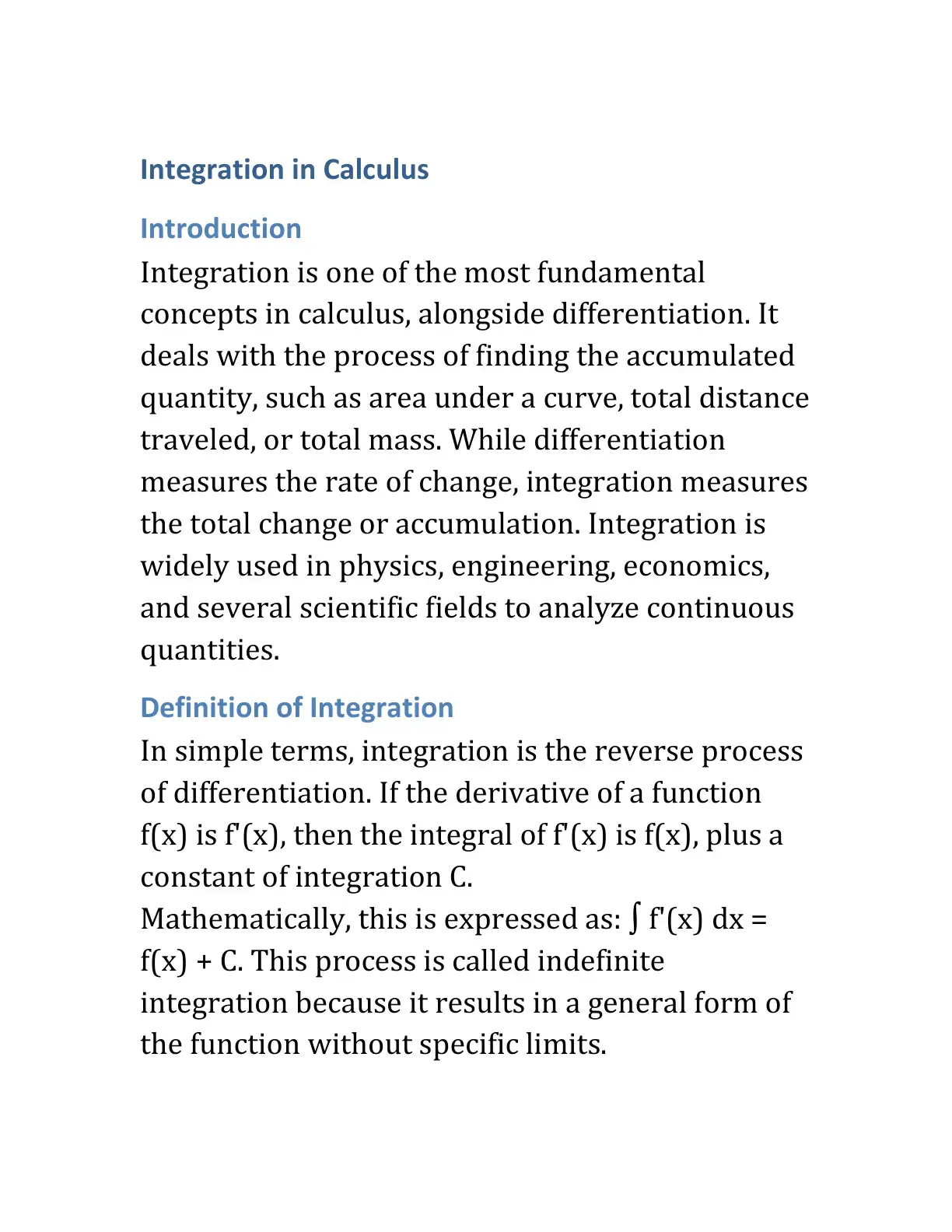غلاف كتاب Integration in Calculus