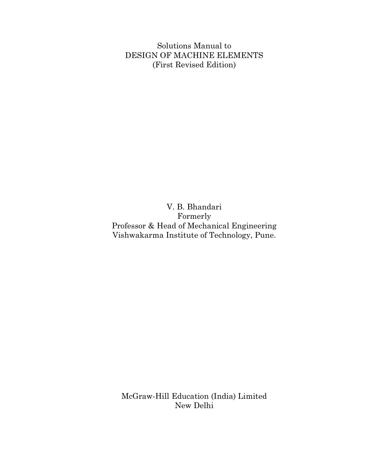 غلاف كتاب Solutions Manual to DESIGN OF MACHINE ELEMENTS
