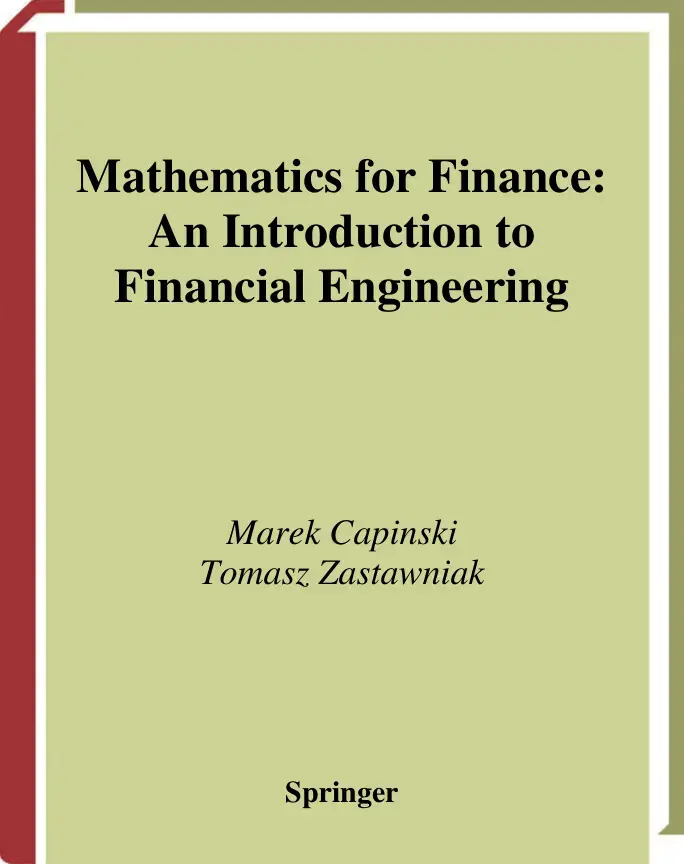 غلاف كتاب Mathematics for Finance: An Introduction to Financial Engineering