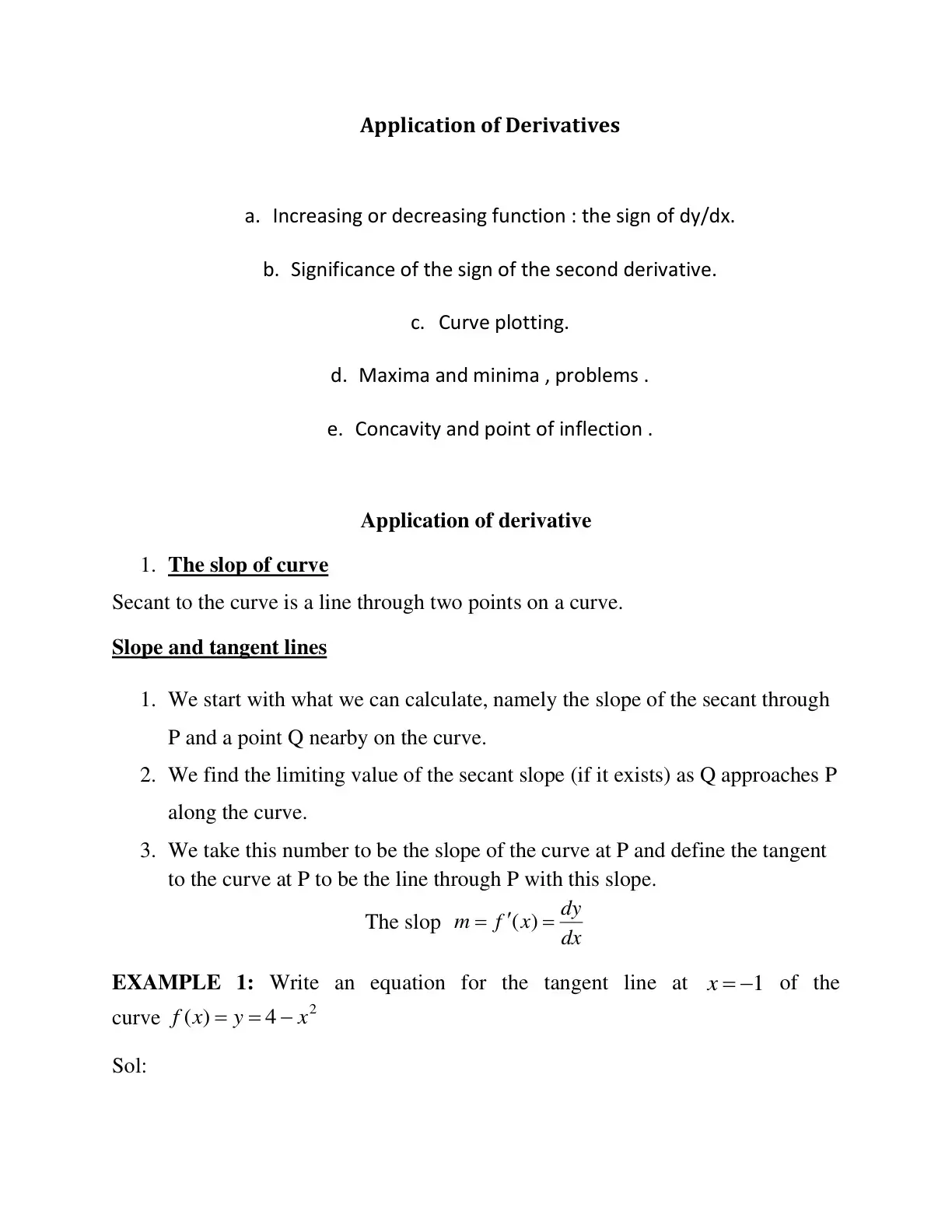 غلاف كتاب Application of Derivatives