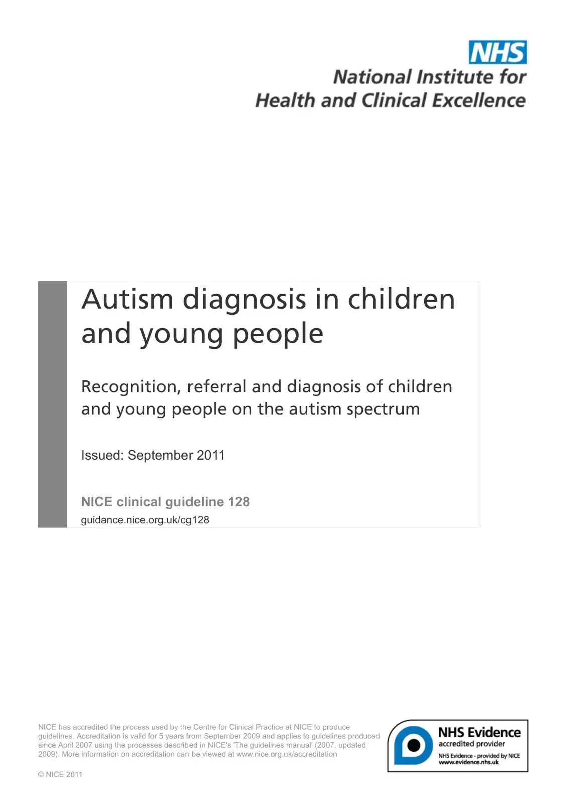 غلاف كتاب Autism diagnosis in children and young people