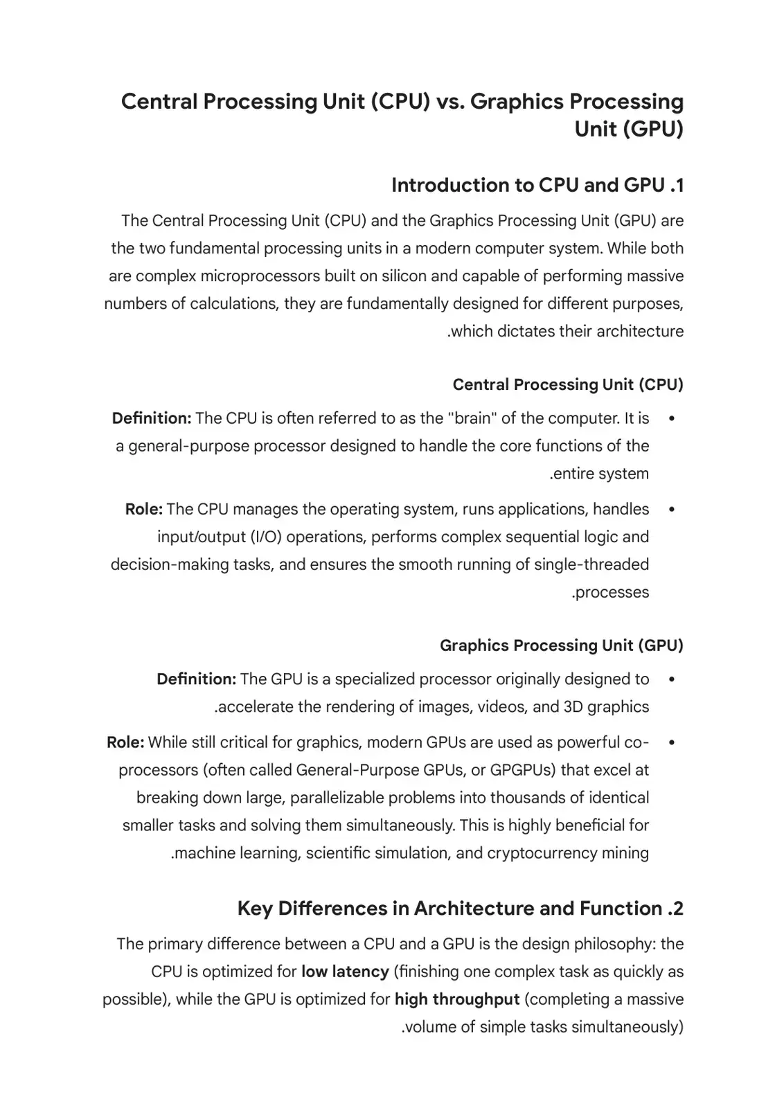 غلاف كتاب Central Processing Unit (CPU) vs. Graphics Processing Unit (GPU)