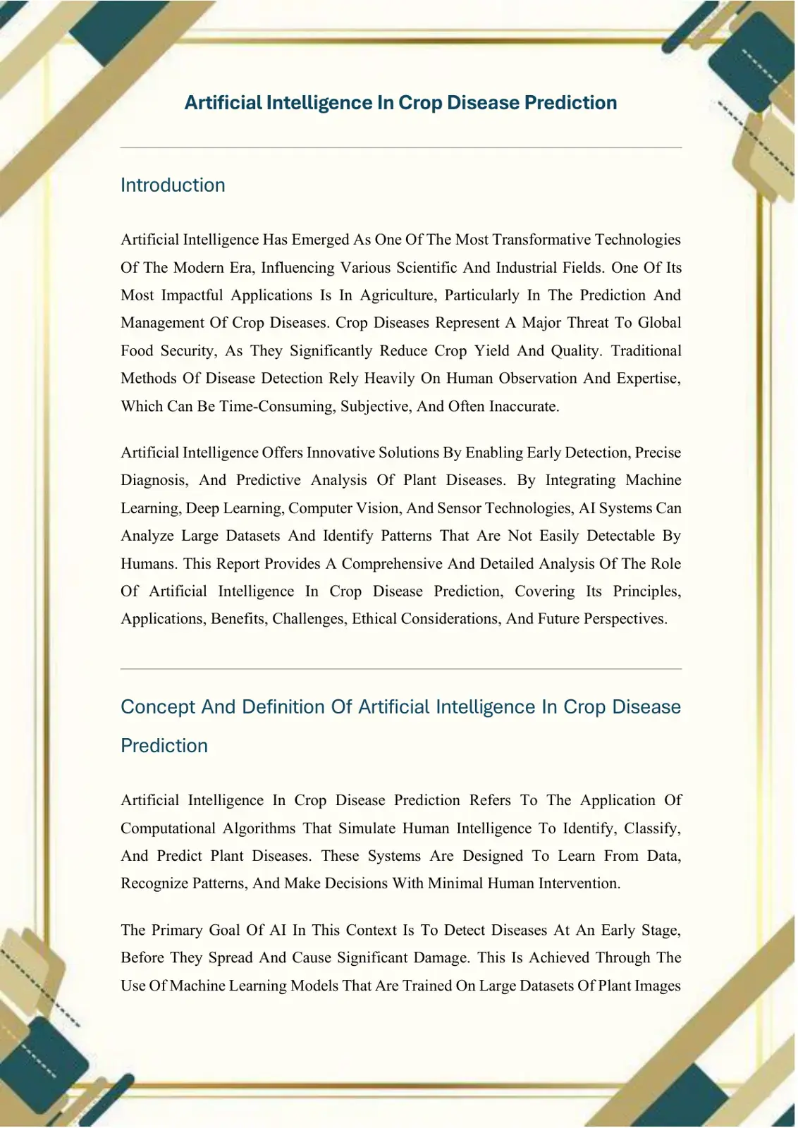 غلاف كتاب Artificial Intelligence In Crop Disease Prediction