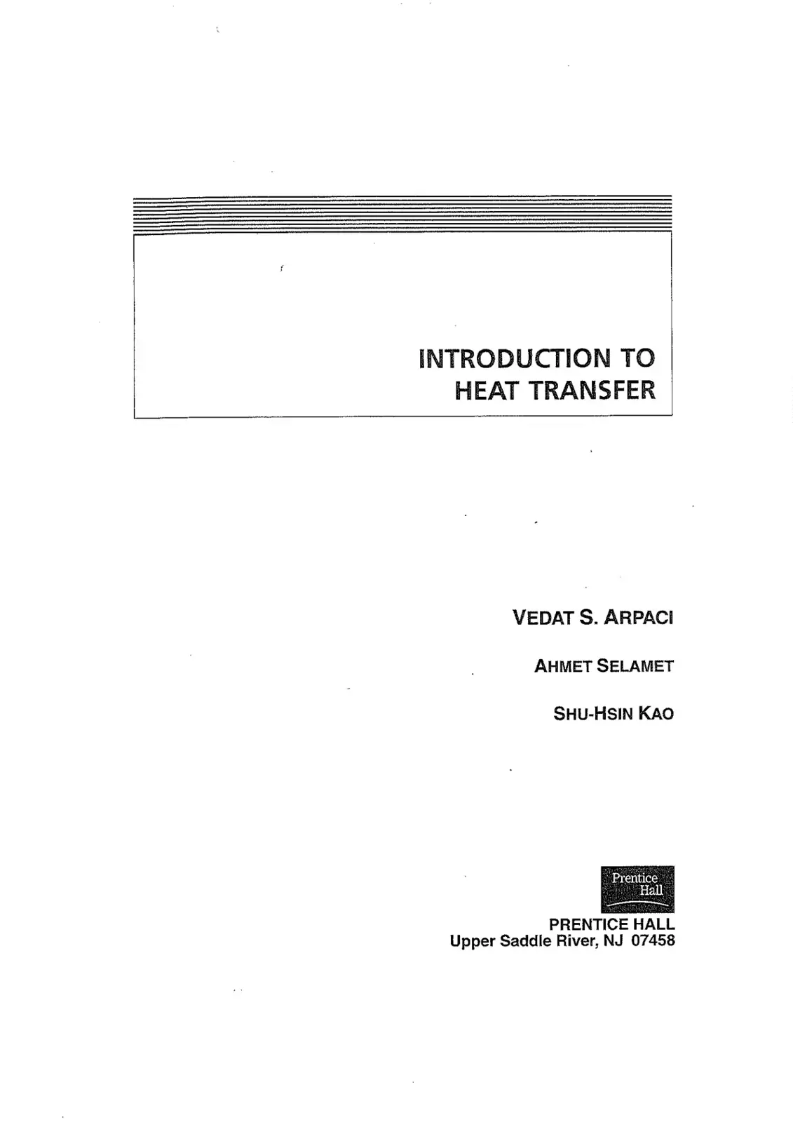 غلاف كتاب INTRODUCTION TO HEAT TRANSFER