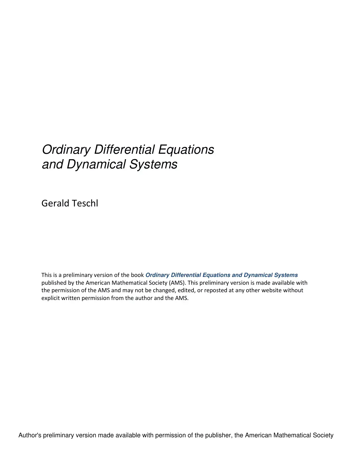 غلاف كتاب Ordinary Differential Equations and Dynamical Systems