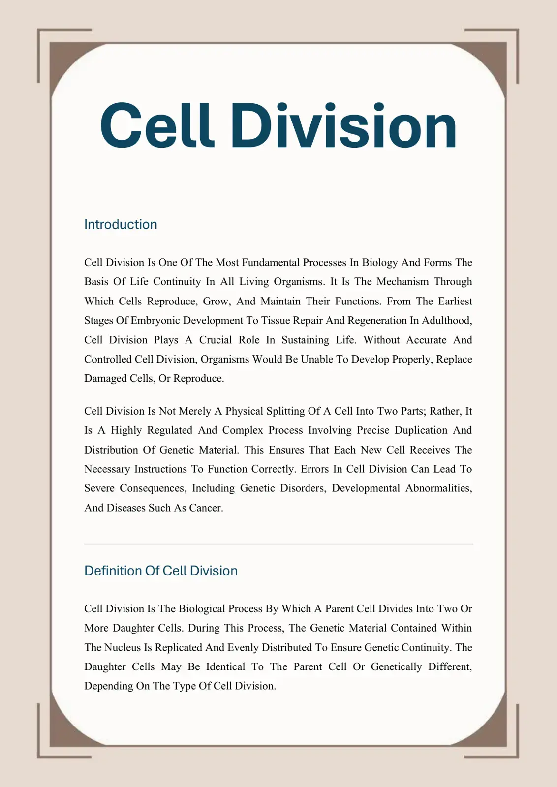 غلاف كتاب Cell Division