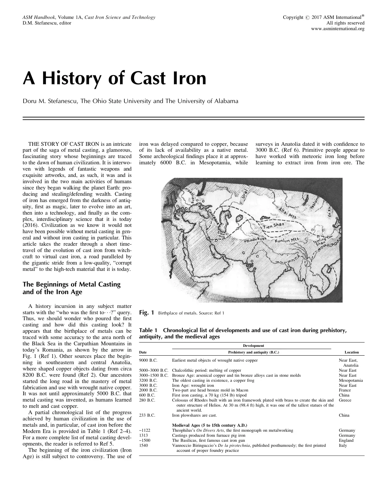 غلاف كتاب ASM Handbook, Volume 1A, Cast Iron Science and Technology (A History of Cast Iron)