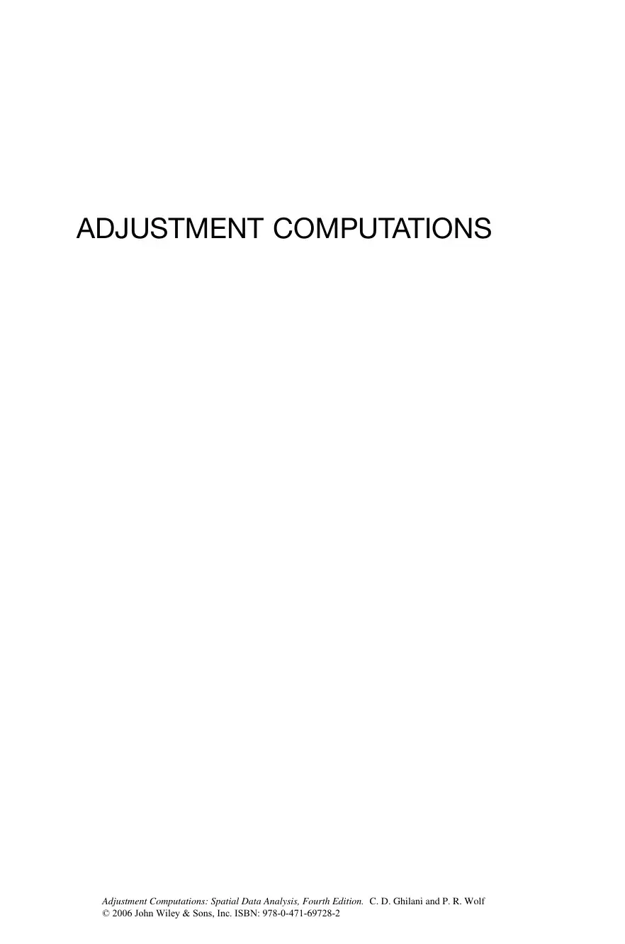 غلاف كتاب Adjustment Computations: Spatial Data Analysis, Fourth Edition.