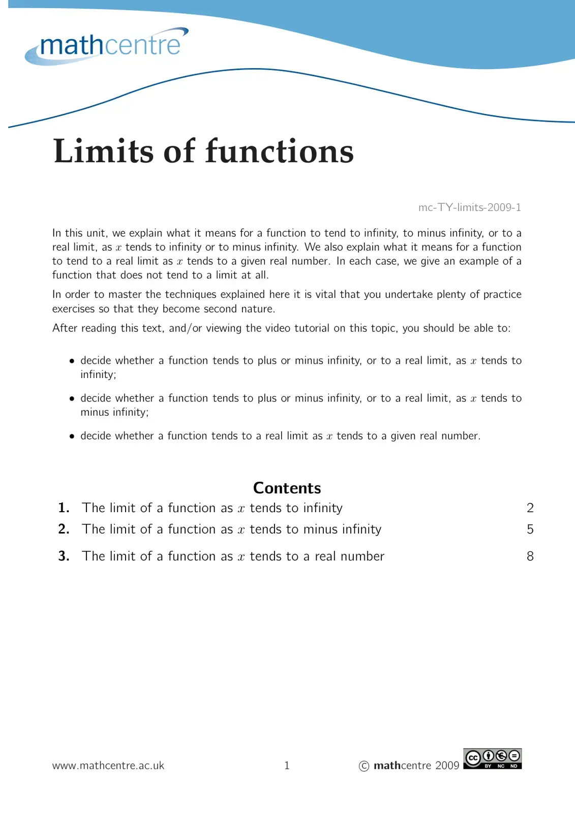 غلاف كتاب Limits of functions