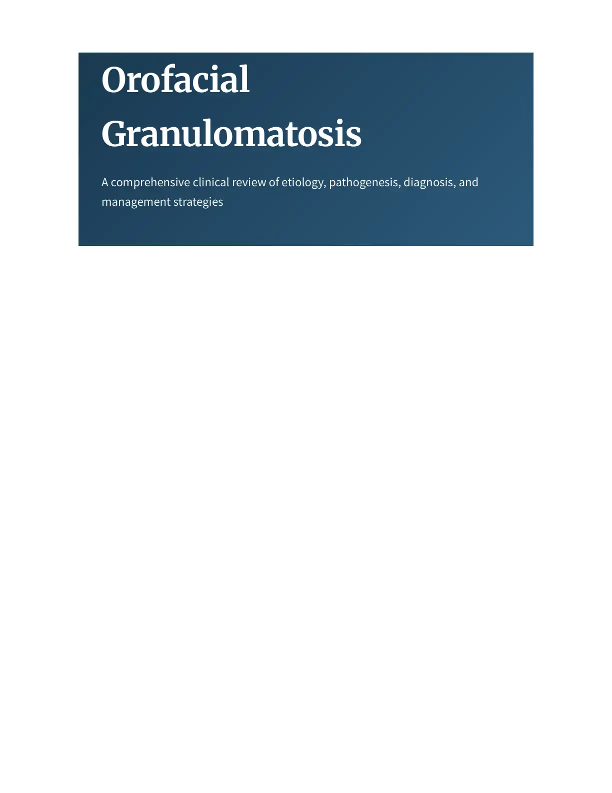 غلاف كتاب Orofacial Granulomatosis
