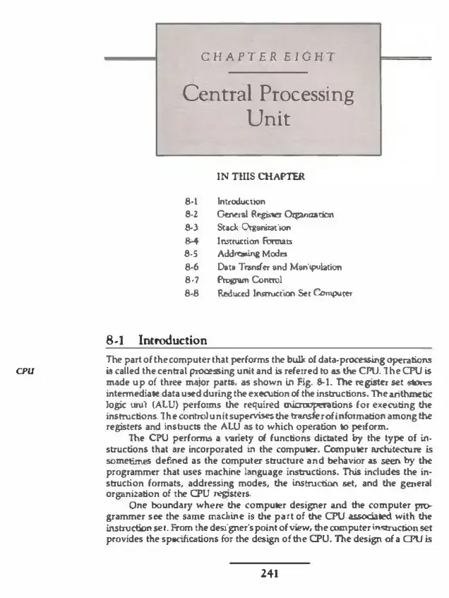 غلاف كتاب Computer System Architecture, Chapter 8: Central Processing Unit