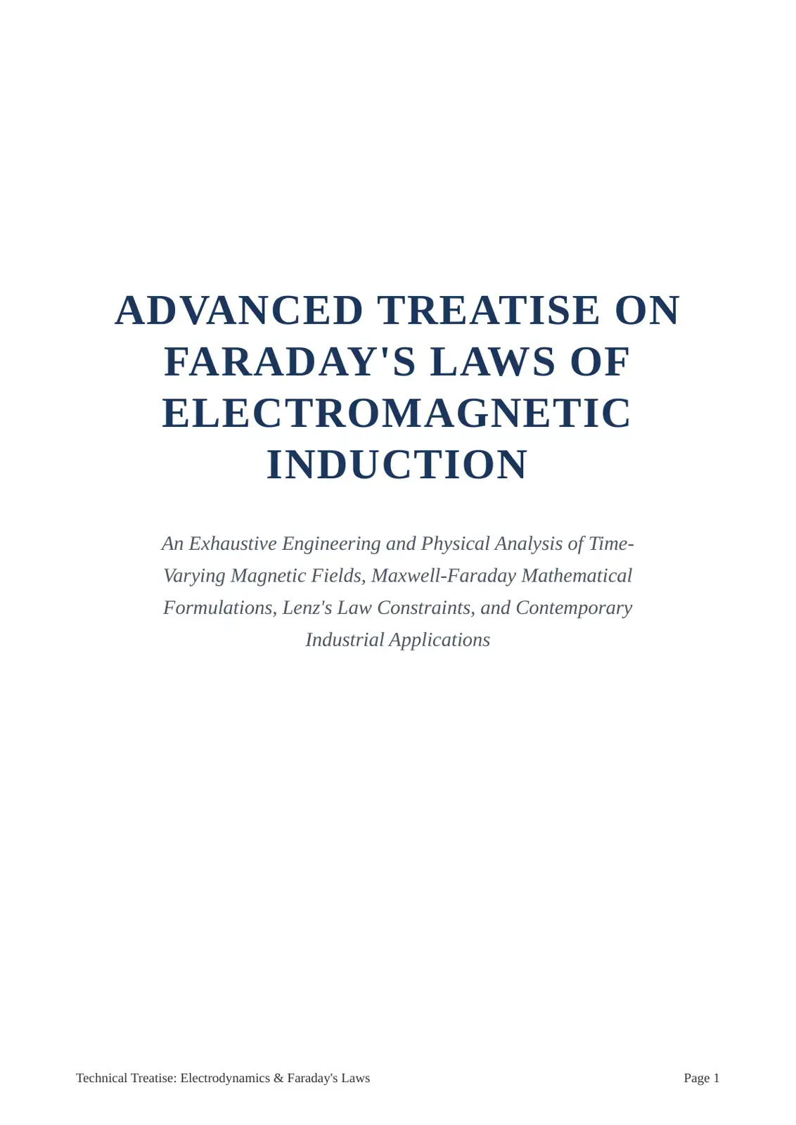 غلاف كتاب Advanced Treatise on Faraday's Laws of Electromagnetic Induction