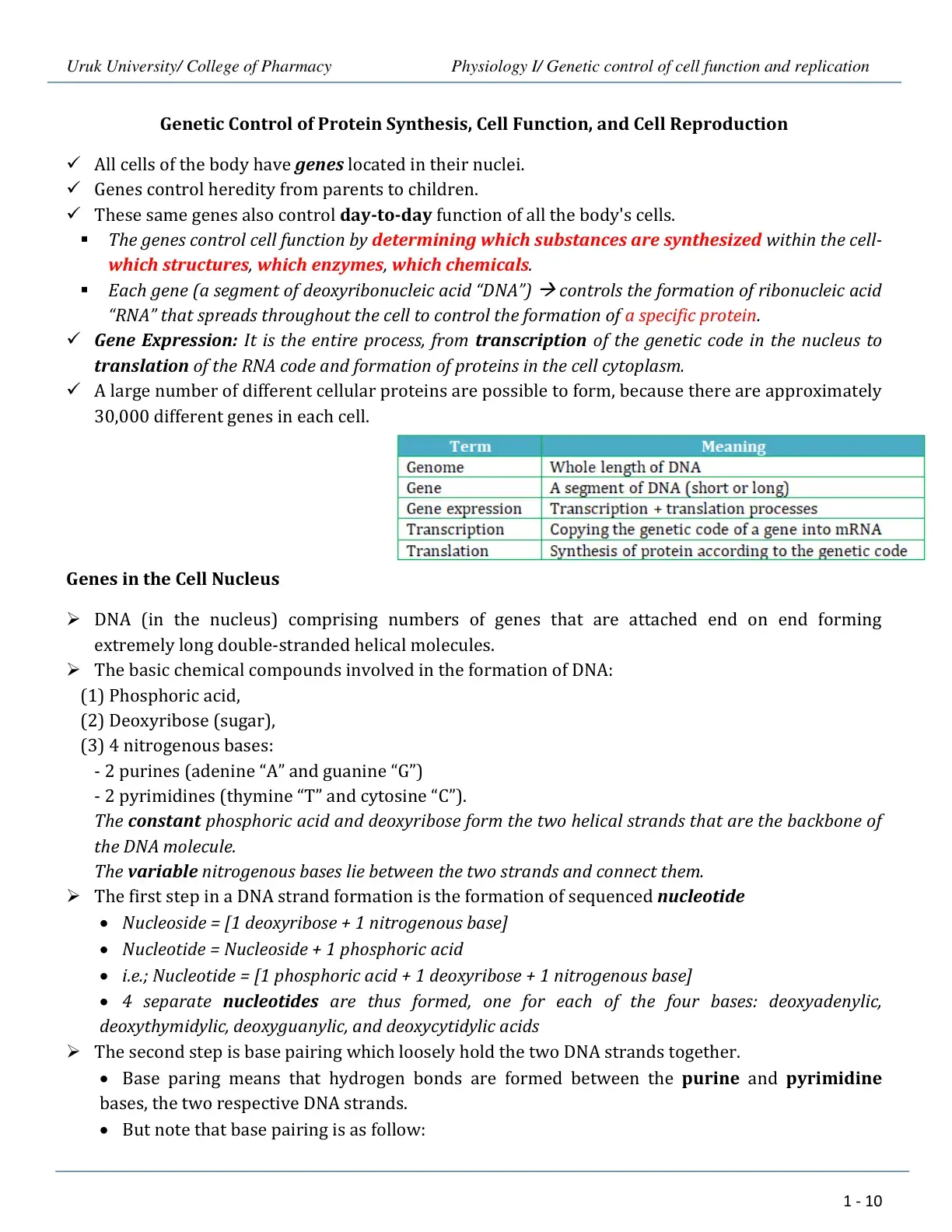 غلاف كتاب Genetic Control of Protein Synthesis, Cell Function, and Cell Reproduction