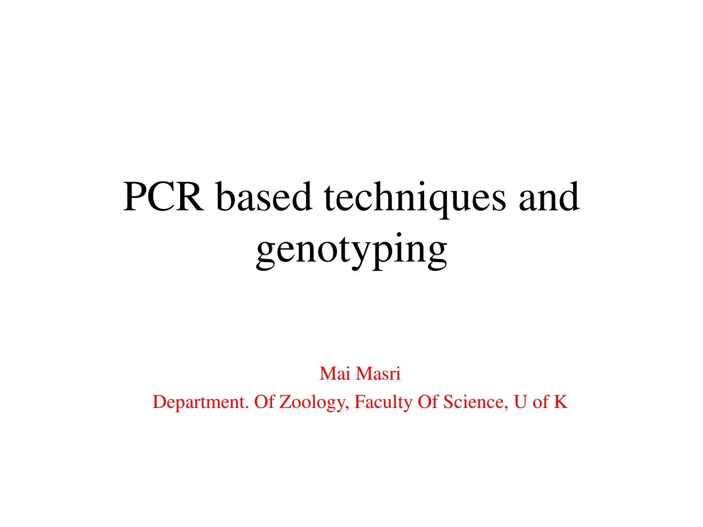 غلاف كتاب PCR based techniques and genotyping