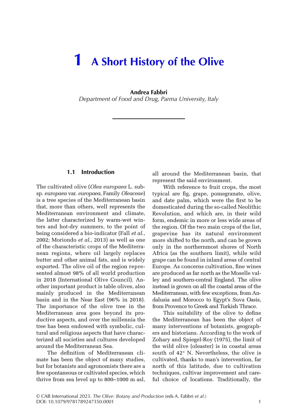 غلاف كتاب A Short History of the Olive