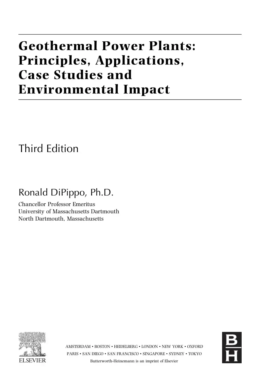 غلاف كتاب Geothermal Power Plants: Principles, Applications, Case Studies and Environmental Impact