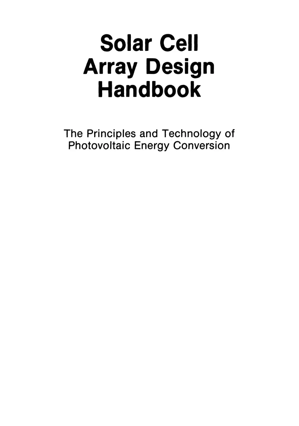 غلاف كتاب Solar Cell Array Design Handbook