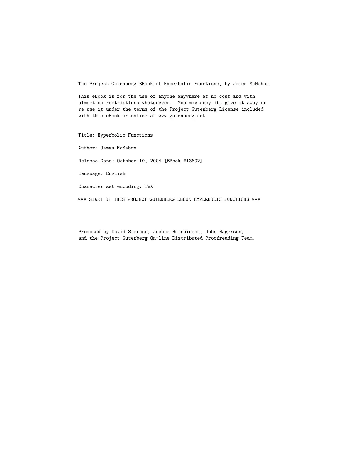 غلاف كتاب Hyperbolic Functions