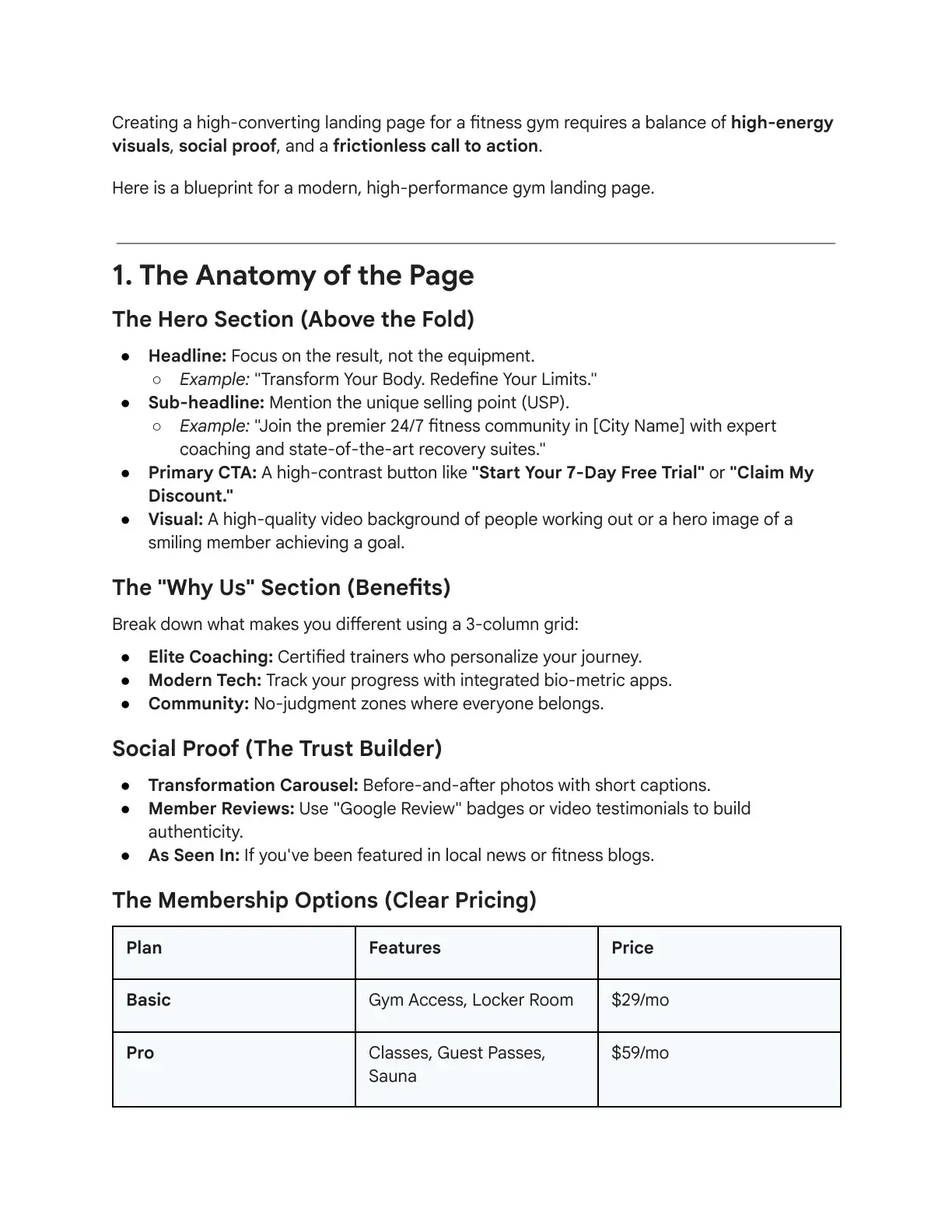 غلاف كتاب Creating a High-Converting Landing Page for a Fitness Gym