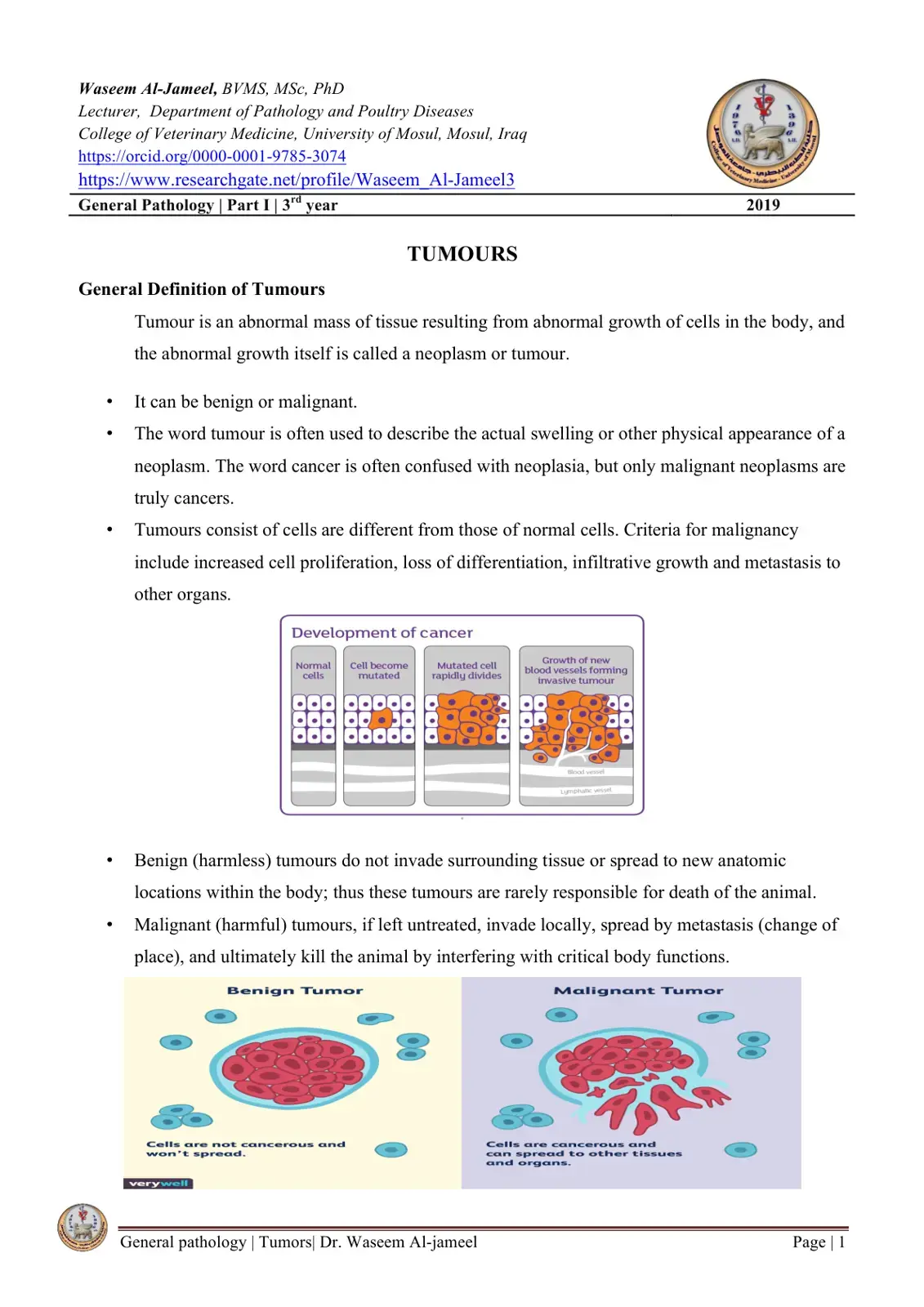 غلاف كتاب General Pathology | Part I | 3rd Year: TUMOURS