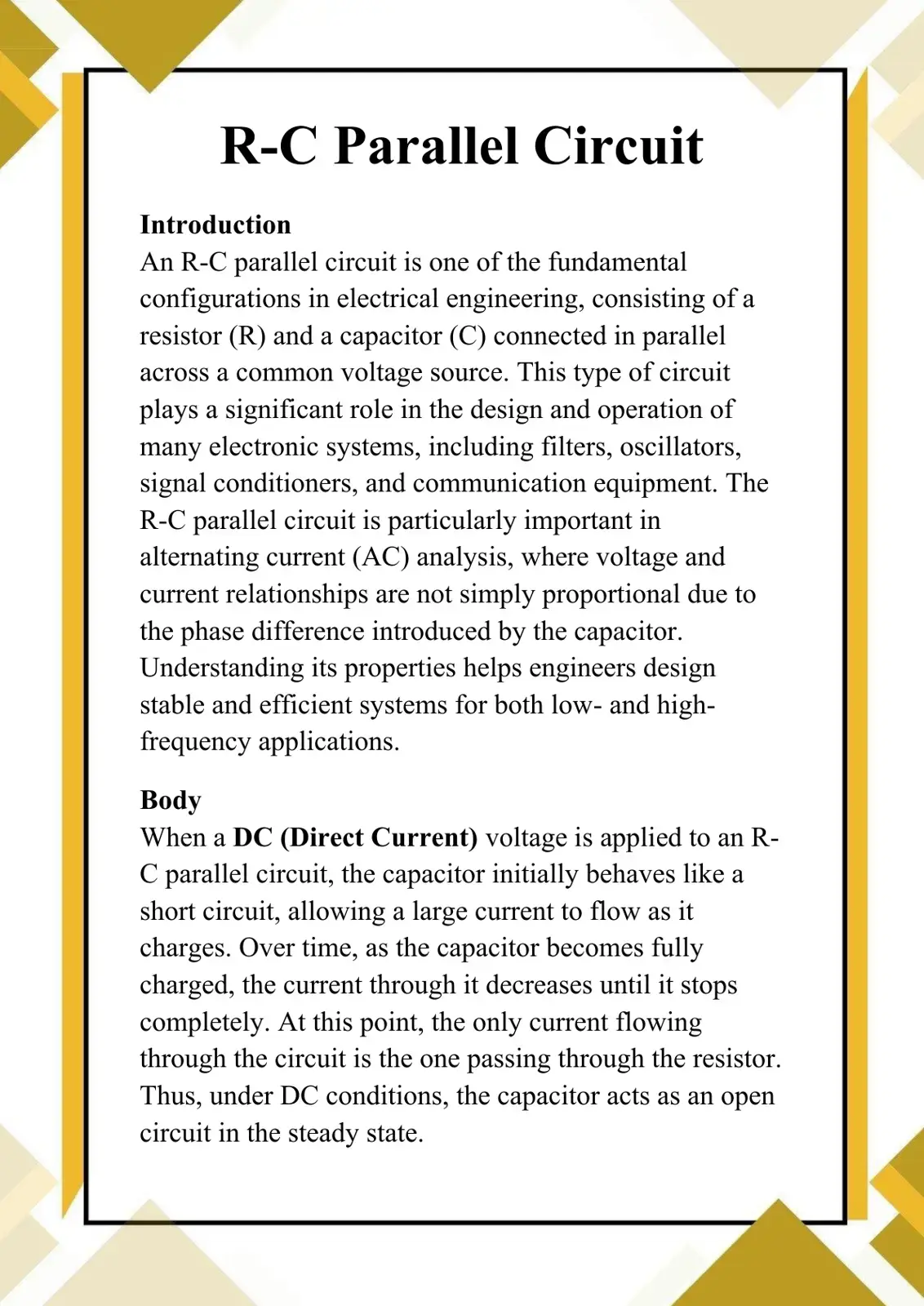 غلاف كتاب R-C Parallel Circuit