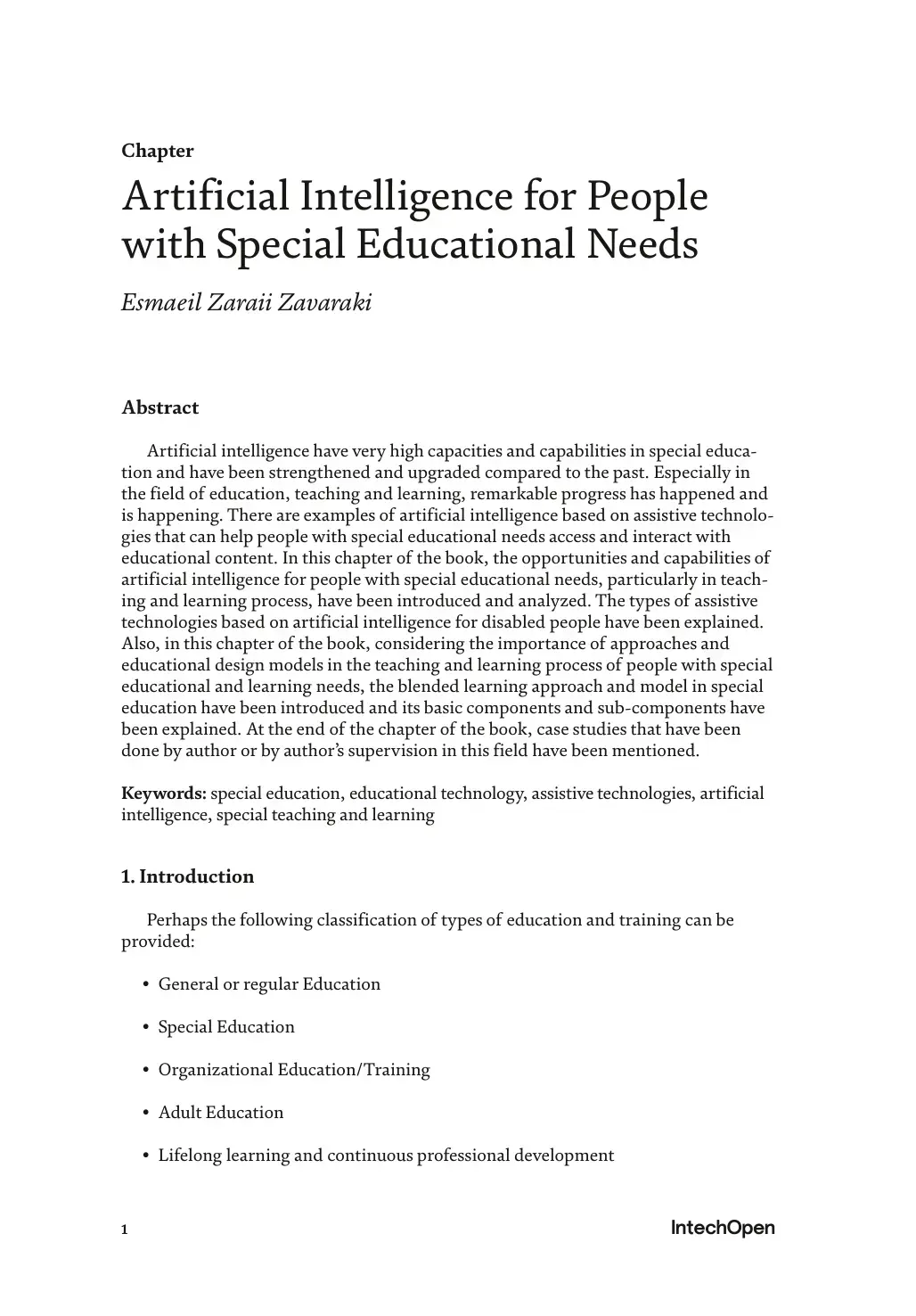 غلاف كتاب Artificial Intelligence for People with Special Educational Needs