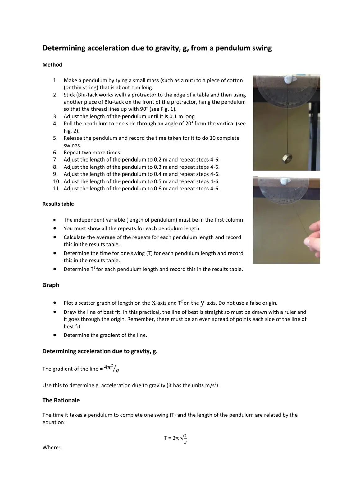 غلاف كتاب Determining acceleration due to gravity, g, from a pendulum swing