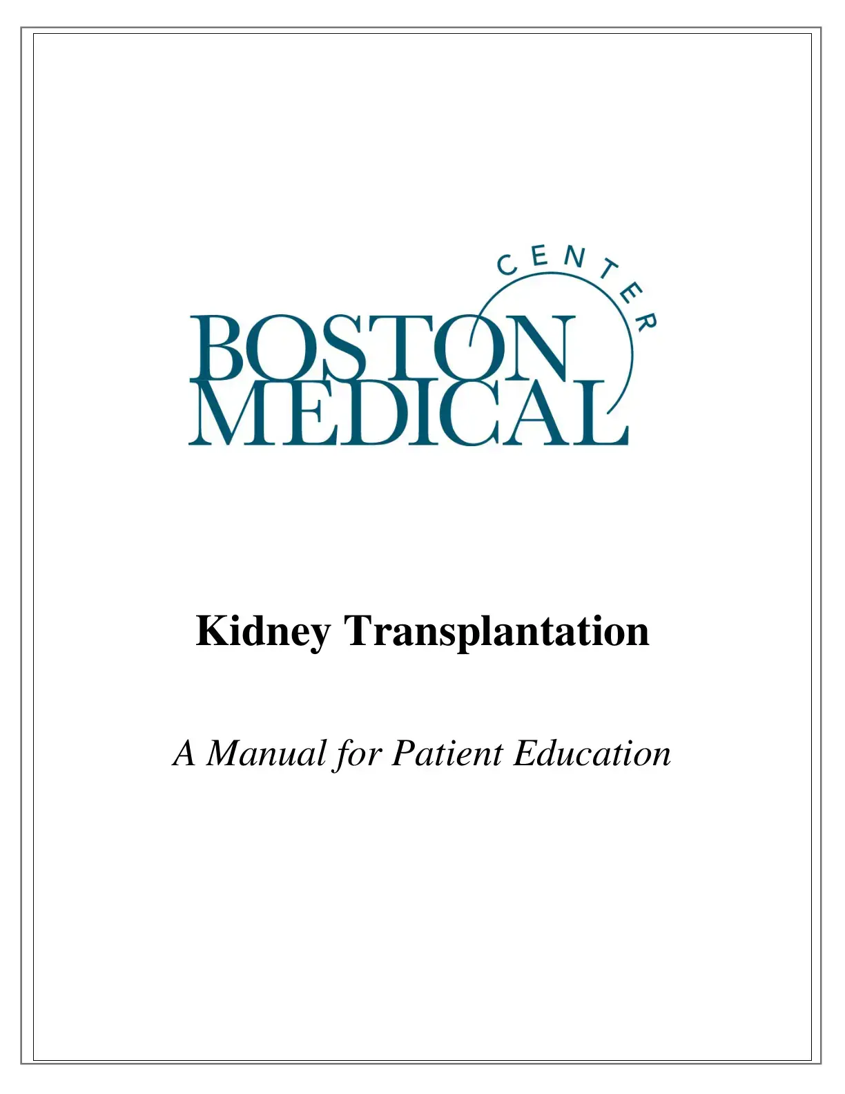 غلاف كتاب Kidney Transplantation: A Manual for Patient Education