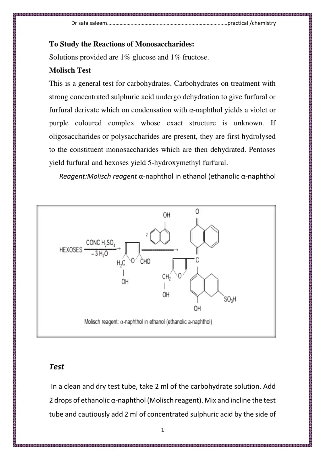 غلاف كتاب Practical Chemistry: Reactions of Monosaccharides
